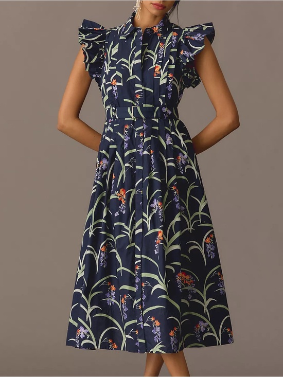 Maeve Dresses & Skirts - Anthropologie Ruffled Floral Shirt Dress
V16